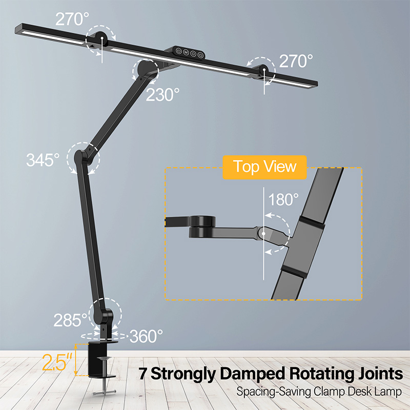 Ultra Bright LED Desk Lamp with Swing Arm, Touch Sensor Led Reading Light Desk Table Lamp with Clamp - Image 3