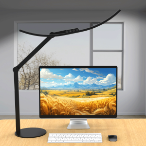Curved Led Desk Lamp for Office Home - Eye Caring Architect lamp with Clamp for Home and Office