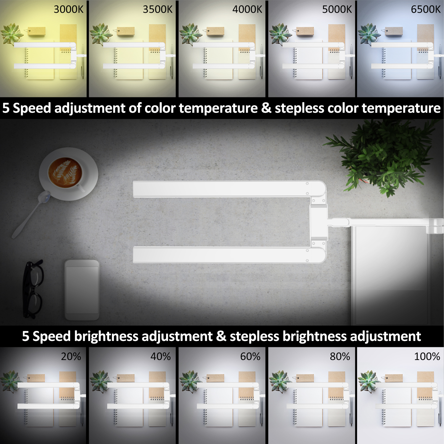 Double Head LED Desk Lamp Modern Architect Desk Lamp for Home Office,LED Table Lamp with Rotating Joint - Image 3