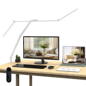Adjustable Swing Arm Table Desk Lamp with Clamp for L Shape Desktop Super Bright Led Desk Lamp with Memory Function